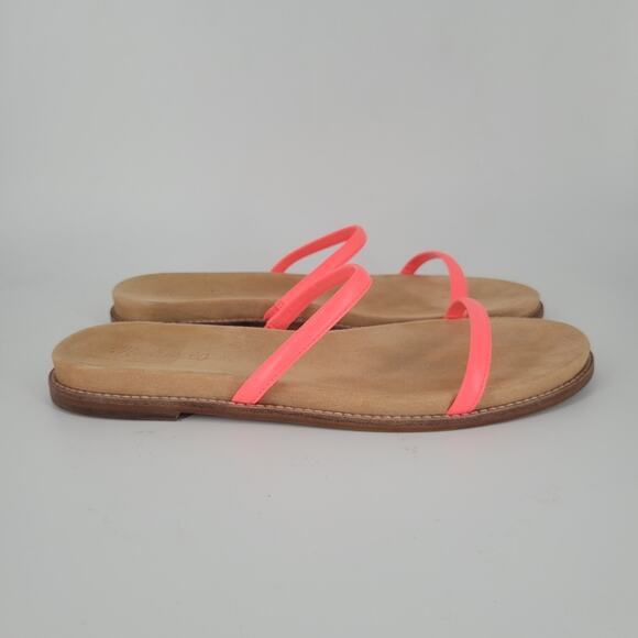 Madewell Neon Pink Double Strap Leather Sandals 10 - Picture 6 of 9